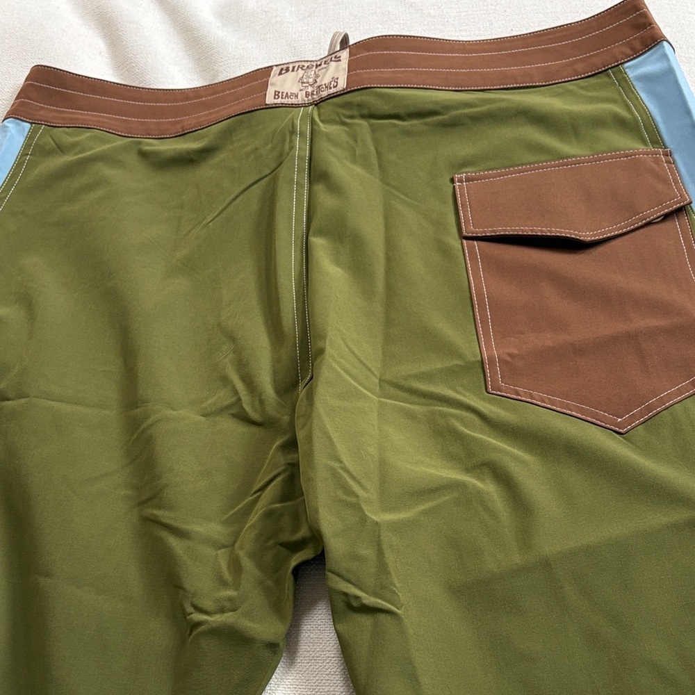 Birdwell Olive and Sky Blue Board Shorts - Picture 6 of 9